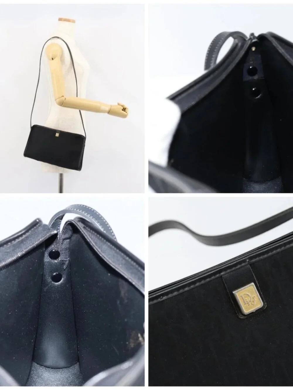 Christian Dior Trotter Canvas Shoulder Bag Black Gold - Picture 16 of 16